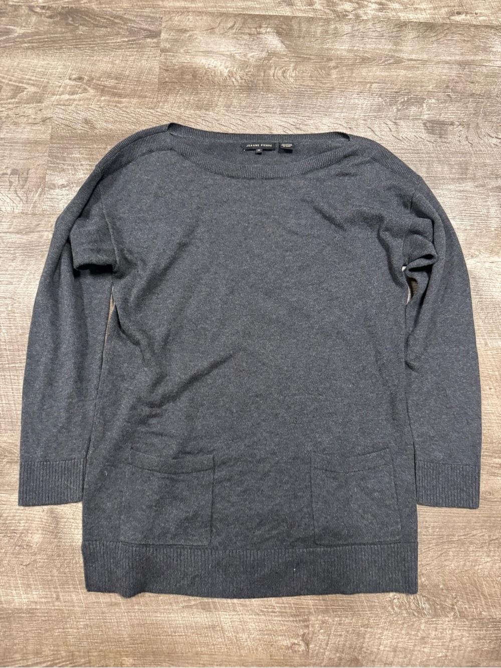 Jeanne Pierre 100% Cotton Grey Sweater Size Medium
